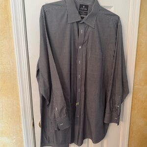 Stafford Black and White Dress Shirt with Point Collar